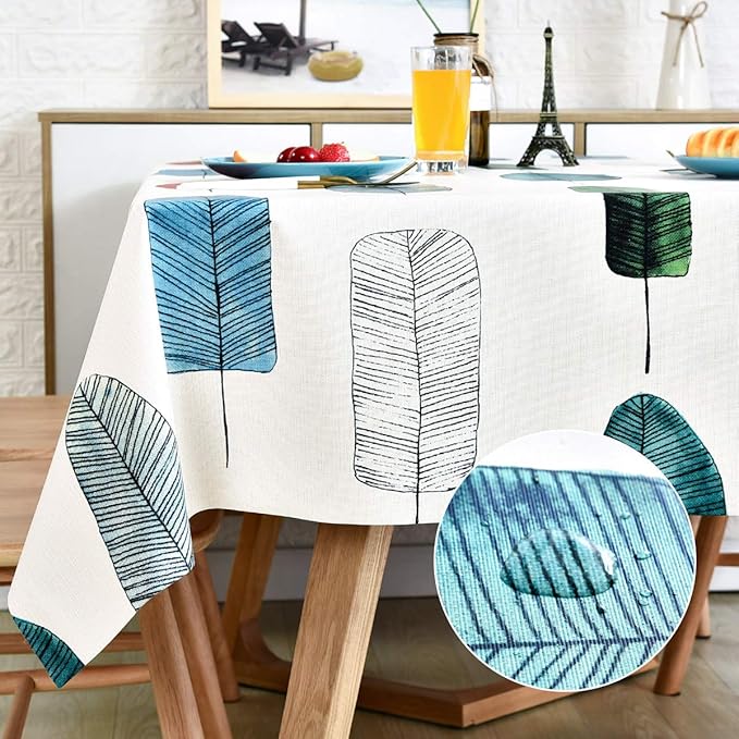 LOHASCASA Vinyl Oilcloth Tablecloth Rectangle Spillproof Wipeable Stainproof PVC Plastic Waterproof Tablecloths for Birthday,Christmas,Banquet Kitchen Dining Tablecloth - Colorful Leaf 54 x 84 inch
