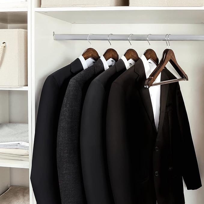 TOPIA HANGER Wooden Coat Hangers 30 Pack, Vintage Wood Suit Hangers with Non Slip Pants Bar, 360째 Swivel Hook and Shoulder Notches for Camisole, Jacket, Pants, Smooth Finish Clothes Hangers - CT34A30