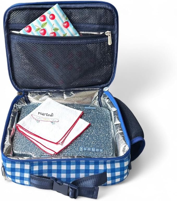 Yumbox Pr챗t Stainless Steel Leakproof Bento Lunch Box ??3-Compartment, Sandwich-Friendly Tray for Kids & Adults, Reusable, BPA-Free, Easy Open Latch (Paris Blue Glitter)
