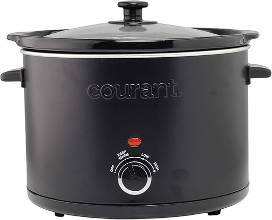 Courant Slow Cooker 5.5 Quart Crock, with Easy Cooking Options, Dishwasher Safe Pot and Glass Lid, Matte Black