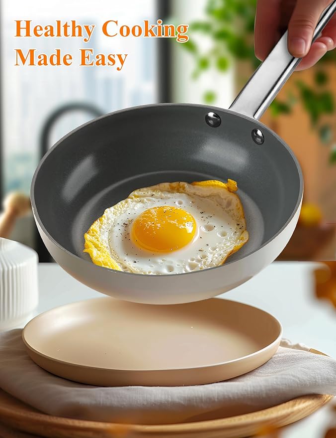 ChefRobot Nonstick Ceramic Cookware Set Healthy Pots And Pans Set Induction Kitchen Cookware sets Non Toxic Pots And Pan Set,PFOA 竊?PTFE Free (12 Pcs-Cookware Sets)