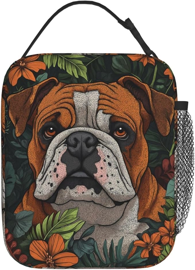 VANZEV Insulated Lunch Box for Women Men, Bulldog Theme Lunch Box Reusable Portable Lunch Bag Cooler Tote Waterproof Lunch Container for Office Picnic Work Travel Hiking