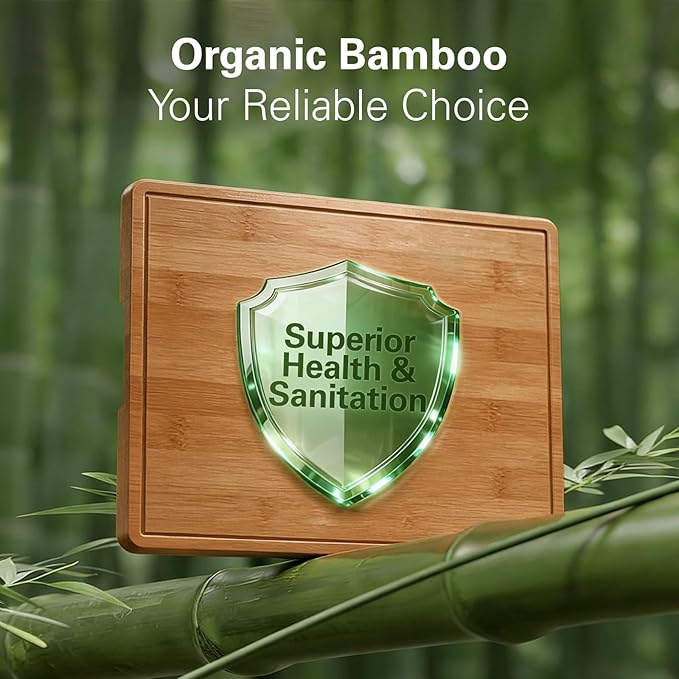 Zarler Bamboo Cutting Boards for Kitchen, 16x11 Durable Wood Cutting Board with Juice Grooves and Handles, Wooden Chopping Borad Set for Meal Prep, 500??Carbonized Bamboo, XL Size, Ideal Kitchen Gift