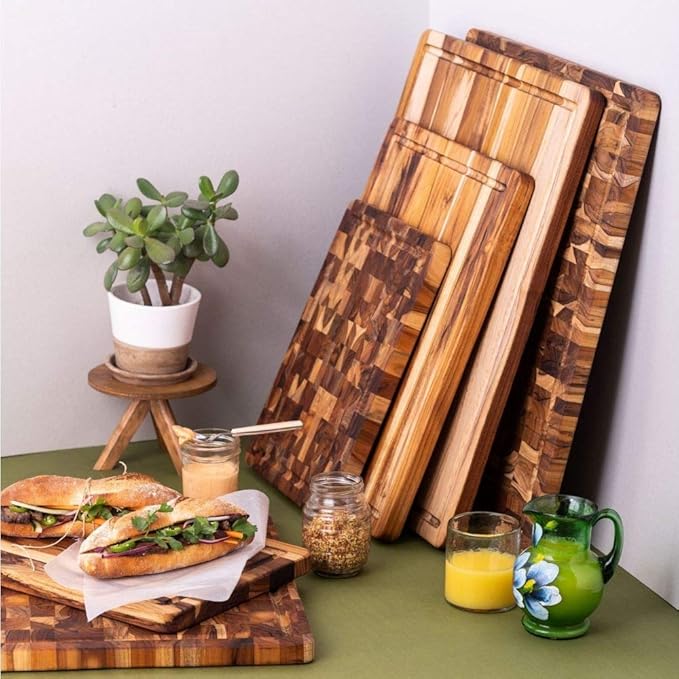 Teakhaus Cutting Board - Small (S) Wood Cutting Board with Juice Groove (14?쒵 x 10?쓂) Holiday Gift Ideas for Men and Women - Gift-Ready, Thin, Lightweight, Reversible, Knife Friendly - FSC Certified