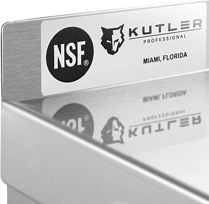 KUTLER Stainless Steel Shelf - 14" x 24", NSF Commercial Wall Mount Shelves with Backsplash, Floating Metal Shelving for Restaurant, Kitchen, Home