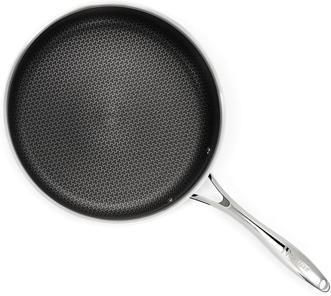 DELUXE Hybrid Ceramic Nonstick 5 Qt Deep Saut챕 Pan with Lid, Stainless Steel Skillet with Stay-Cool Handles, Dishwasher and Oven-Safe, PFOA Free Deep Frying Pan, Compatible with All Cooktops