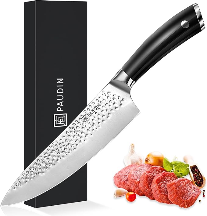 PAUDIN Chef Knife 8 Inch, Ultra Sharp Professional Chef Knife, High Carbon German Stainless Steel Kitchen Knives with Ergonomic ABS Handle, Kitchen Knife for Home & Restaurant
