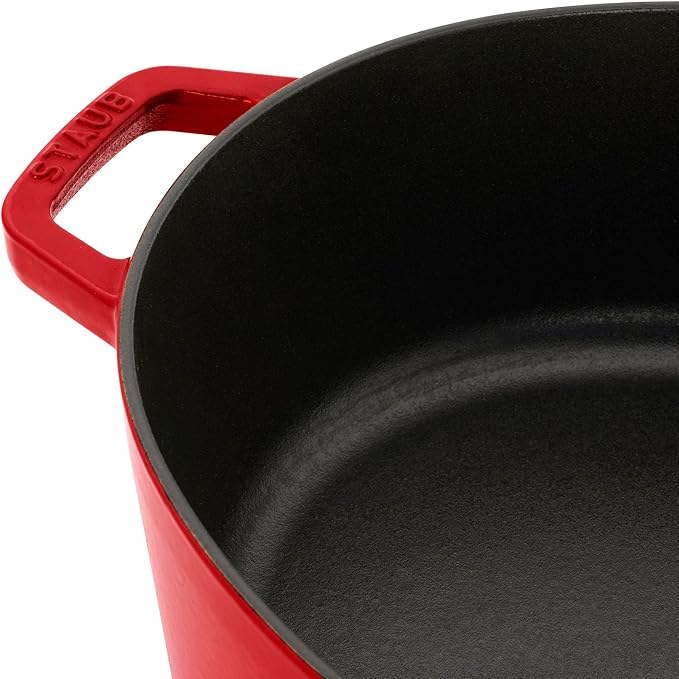 STAUB Cast Iron 6.25-qt Shallow Oval Dutch Oven, Cherry