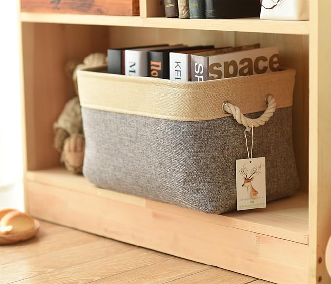 TheWarmHome Fabric Storage Bins Baskets for Organizing, Large Sturdy Storage Basket W/Handles, Decorative Foldable Storage Baskets for Shelves Closet Nursery Toy (Large - 3 Pack 15.7L횞11.8W횞8.3H)