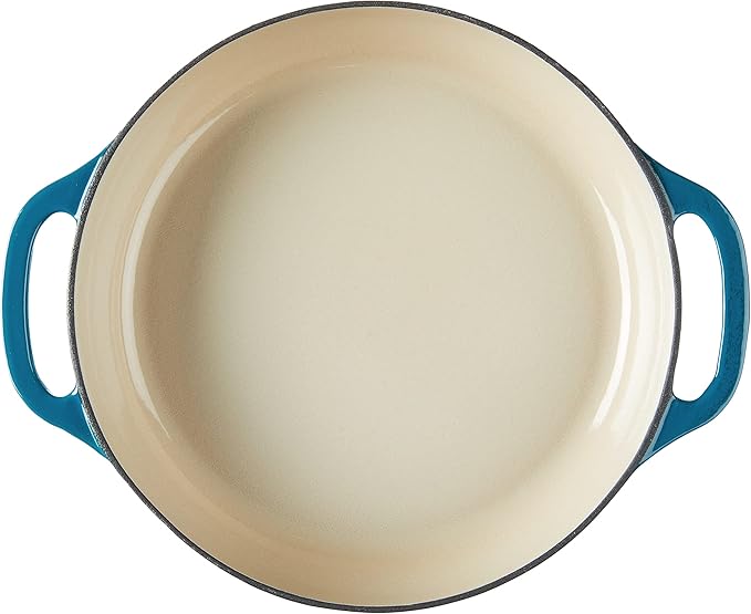 Lodge 3.6 Quart Enameled Cast Iron Casserole with Lid ??Dual Handles ??Oven Safe up to 500째 F or on Stovetop - Use to Marinate, Cook, Bake, Refrigerate and Serve ??Cornflower Blue