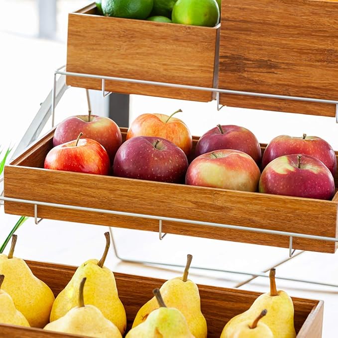 Restaurantware Eco Display 13 Inch x 6.5 Inch x 2 Inch Bamboo Condiment Container Extra Large Spice Box - Chip-Resistant For Seasoning Spices Condiments Natural Bamboo Bamboo Organizer Box