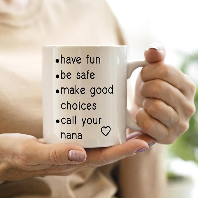 QASHWEY Funny Call Your Nana Coffee Mug, College Freshmen Students Graduation Gift, Call Your Nana Coffee Cups Ceramic 11 Ounce, College Gift Tea Mug Cup, Gifts for College Freshmen Grandkids