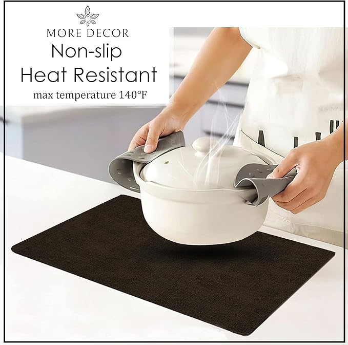More D챕cor Faux Leather Placemats Set of 4 for Dining Table ??Waterproof, Wipeable, Washable, Stain & Heat Resistant, Non-Slip Table Mats ??12 X 17 Inch, Dark Grey