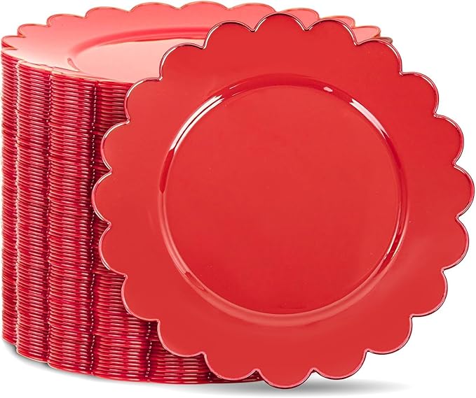 SUT 72Pcs Red Plastic Plates-7.5inch Dessert Plates, Red Disposable Plates, Disposable Plate,Fancy plastic plate, Heavy Duty Plastic Plates for Wedding & Parties
