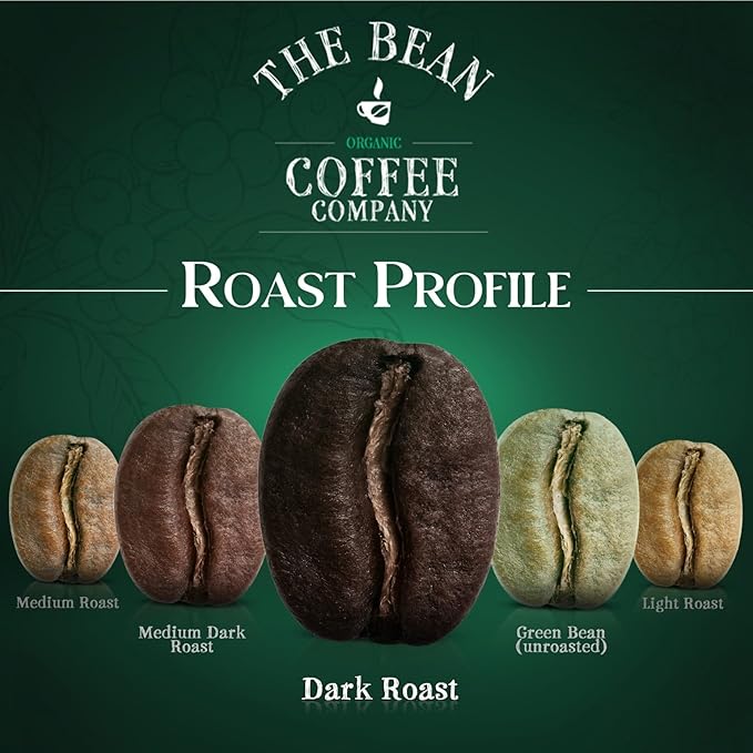 The Bean Organic Coffee Company Suzi's Power Bean, Dark Roast, Ground Coffee, 16-Ounce Bags (Pack of 2), Caf챕 molido tostado org찼nico