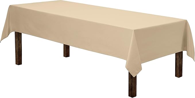 Gee Di Moda Rectangle Tablecloth - 60 x 126 Inch Beige Table Cloth for 8 Foot Rectangle Tables - Heavy Duty Washable Fabric - for Holiday Party, Dinner, Weddings, Baby Shower & Events