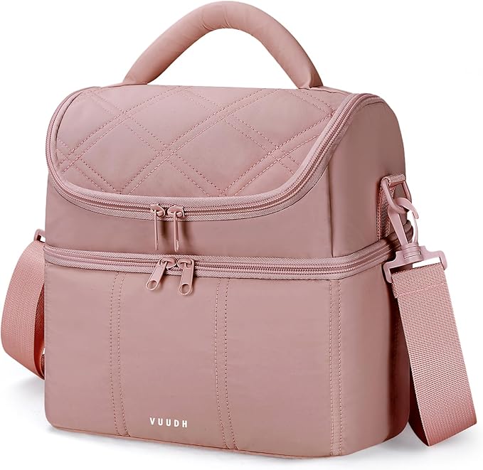 Vuudh Insulated Lunch Bags for Women, Quilted Lunch Box, Lightweight Puffy Padded Waterproof Lunch Tote, Reusable Lunch Cooler bag for Work Picnic Travel
