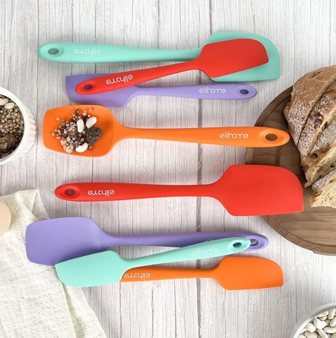 Elihome Chef Series 3 Piece Silicone Spatula Set - 600째F Heat Resistant Non Stick Rubber Kitchen Scraper Spatulas for Cooking, Baking, and Mixing ??BPA Free and LFGB Certified Silicone (Red)
