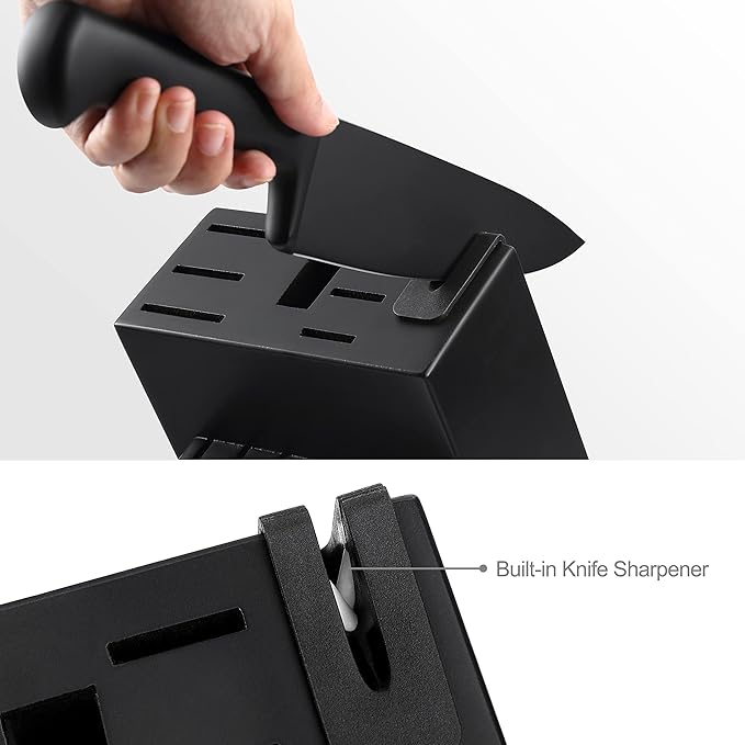 McCook짰 Premium Black Knife Sets,German Stainless Steel Kitchen Knives Block Set with Built-in Sharpener