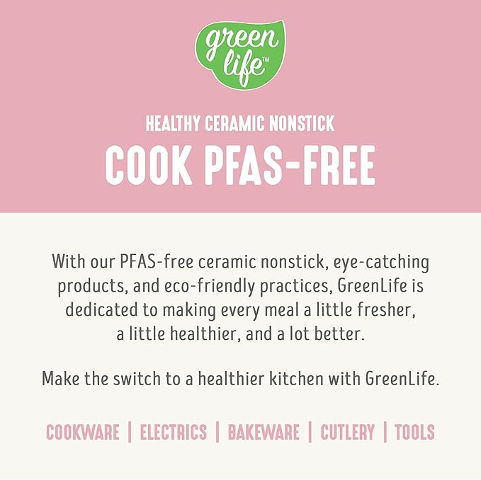 GreenLife 8QT Slow Cooker, Non-Toxic PFAS-Free Ceramic Nonstick Removable Interior Bowl, Programmable, Family Friendly, Keep Warm, Stovetop & Oven Safe, Dishwasher Safe Crock, Timer, Glass Lid, Pink