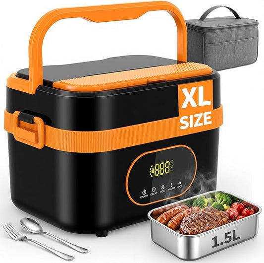 YAAHEIJA Cordless Electric Lunch Box for Adults, 18000mAh & 60W Fast Heating Food Warmer, 1.5L Leak-Proof Container, Adjustable Temp & Keep Warm for Office, Travel, Camping, Truck