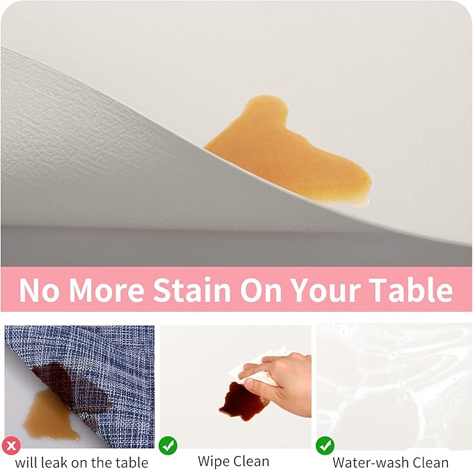 Maxpearl Faux Leather Placemats Set of 8 - Waterproof - Wipe Clean - Heat Resistant - Non Slip Dining Table Place Mats, Suitable for Indoor & Outdoor Use, 17?쇺셹12?쇺? Ivory White
