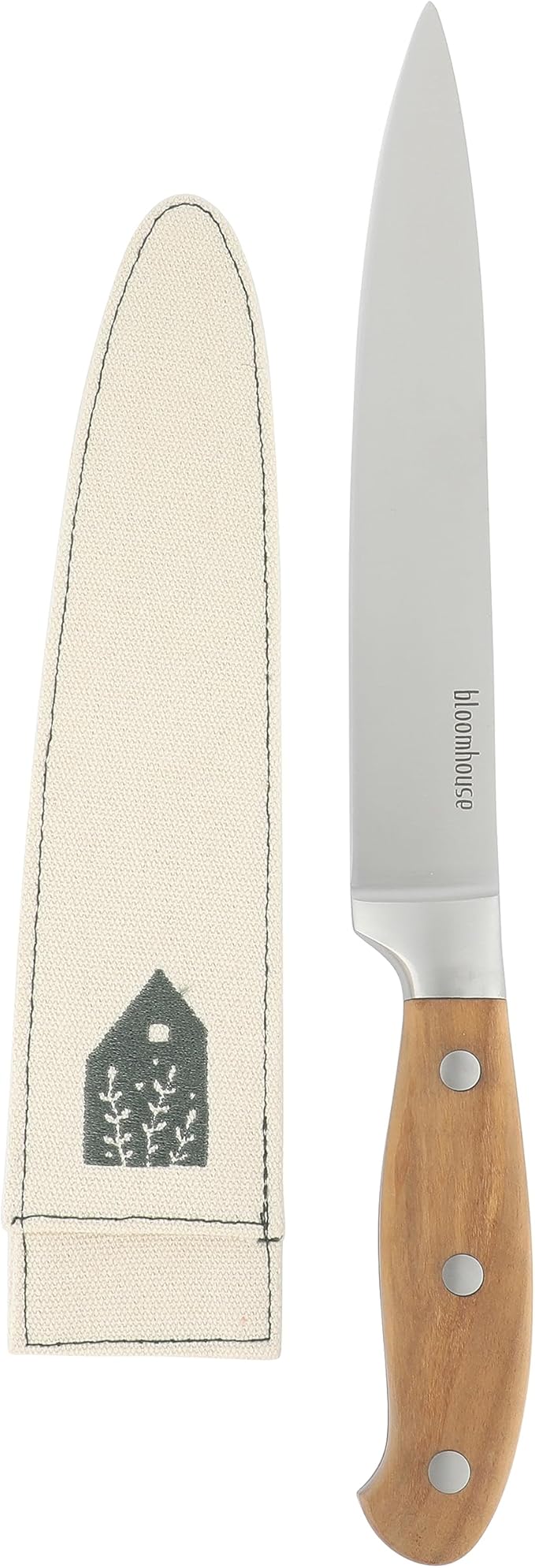 Bloomhouse 8-Inch Slicing Knife ??German Stainless Steel Carving Blade with Forged Italian Olive Wood Handle, Full Tang Knife for Meat, Roasts & BBQ