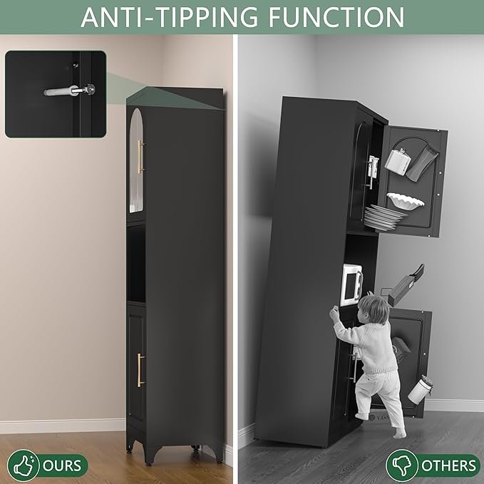 Tall Bathroom Storage Cabinet,Freestanding Storage Cabinet with Doors and Shelves,Slim Bathroom Cabinet,Small Cabinets for Living Room