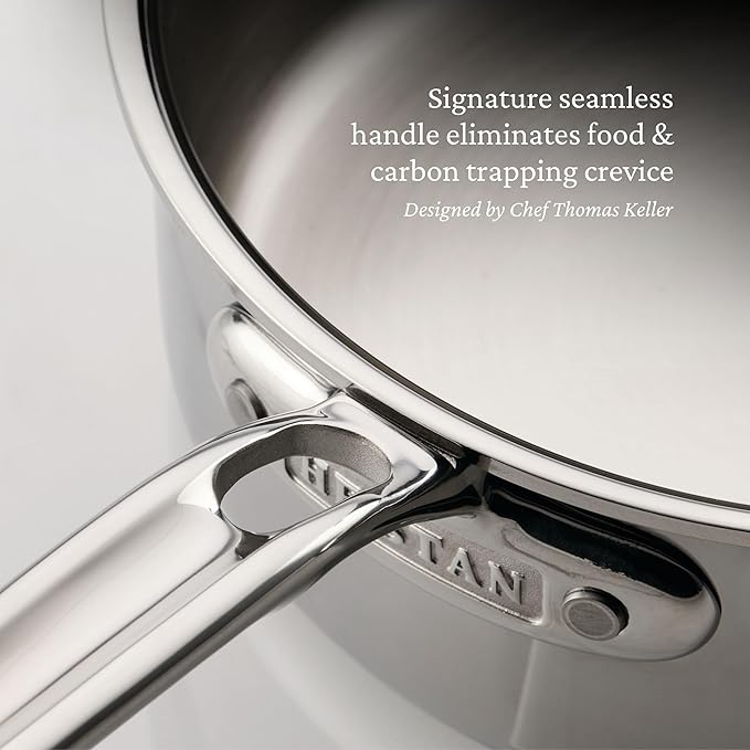 Hestan ProBond Luxe 1.5-Quart Saucepan with Lid, Professional Clad Stainless Steel, ProCore Tri-Ply Clad Construction, Polished Exterior, Induction & Oven Safe