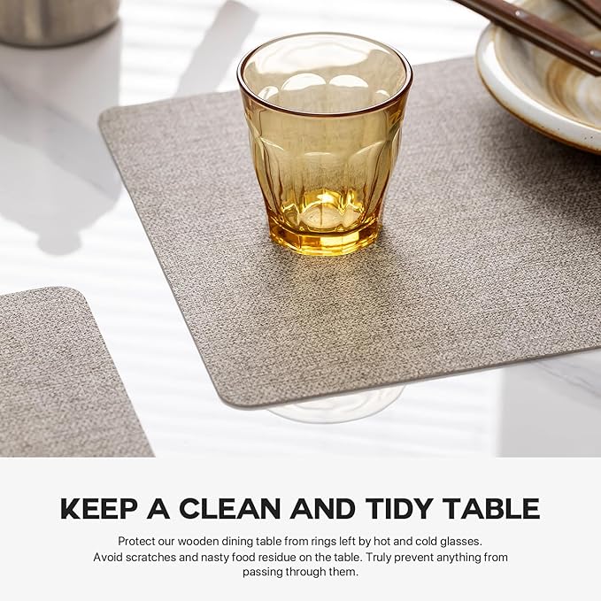Baroyal Faux Leather Placemats Set of 12 Vinyl Washable Wipeable Table Mats for Kitchen Dining Table Heat Resistant Waterproof Modern Indoor/Outdoor Placemats Non-Slip Easy Clean Place Mats (Mix Gray)