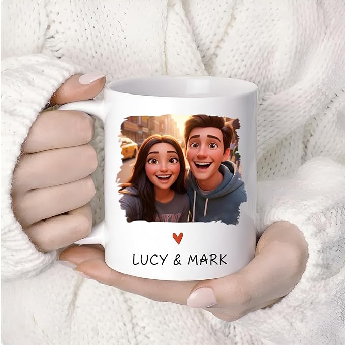 Custom Photo Coffee Mugs, Personalized Cartoon Portrait Mug From Photo, Personalized Mugs Couple With Multiple Styles Colors, Gifts Valentine Wedding Birthday Husband, Her, Him, Women 3