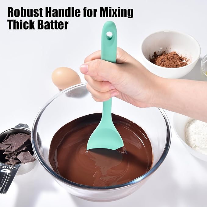 Doosu Silicone Spoon Spatula, 600쨘F Heat-Resistant Food Grade Rubber Spoonula with Seamless Design, Non-Stick Flexible Scraper Kitchen Cooking Spoon Baking Tool for Mixing, Scraping (Aqua Sky)