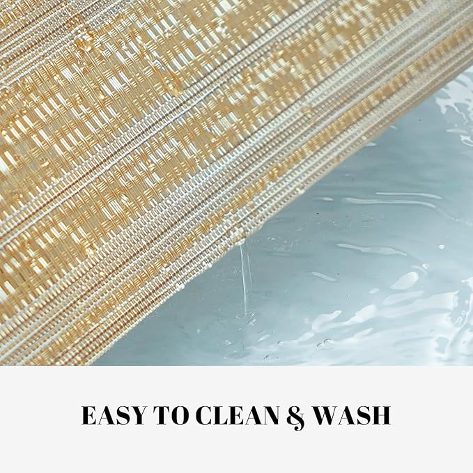 SUMYMERY Placemats Set of 12 Vinyl/Plastic Woven Place Mats for Kitchen Table Indoor/Outdoor Washable Placemat Wipeable Dining Table Mats (Aurora Gold,12)