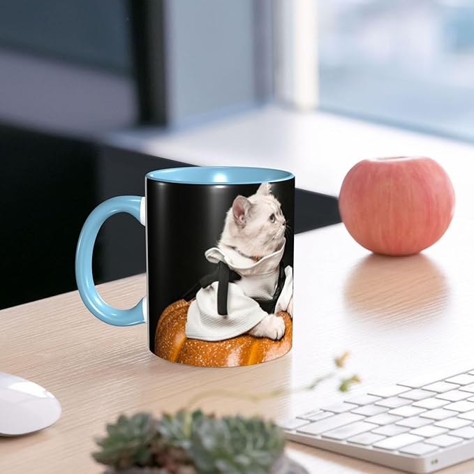 Customizable Mugs and Coffee Cups with Various Creative Designs Customize Your Photos Images Texts Partial or Full-Size Printing (Full-Width, Sky Blue)