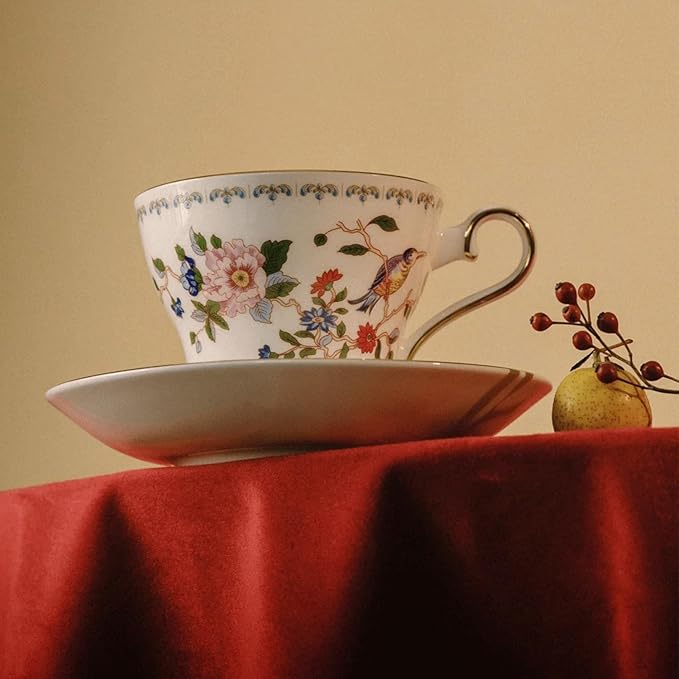 Aynsley Pembroke Stratford Fine Bone China Teacup & Saucer - 5oz (150ml), Elegant Stratford Shape, Christmas Gift for Tea Lovers, British Craftsmanship