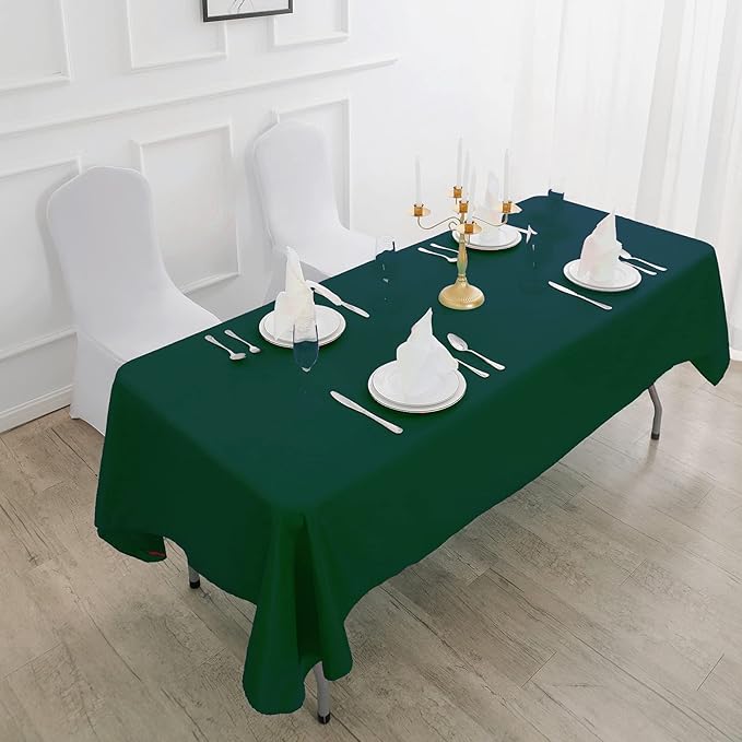 Cupuamon Rectangle Tablecloth 90x132 inch Washable Polyester Fabric Table Cloth for Wedding Party Dining Banquet Decoration（90x132, Hunter）