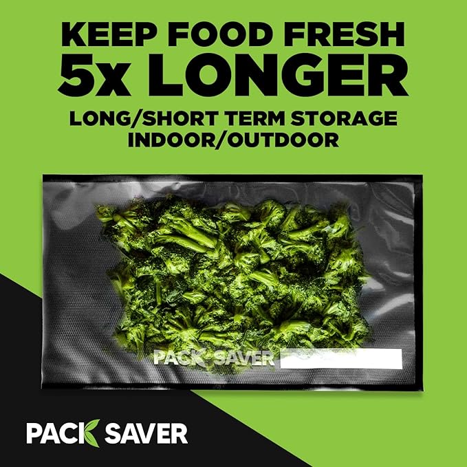 Vacuum Sealer Bags 50 Pack - 11"x19" Heavy Duty Pre-Cut Food Storage Bags for Food Saver, Meal Prep, Sous Vide - Commercial Grade BPA Free (Clear & Black)