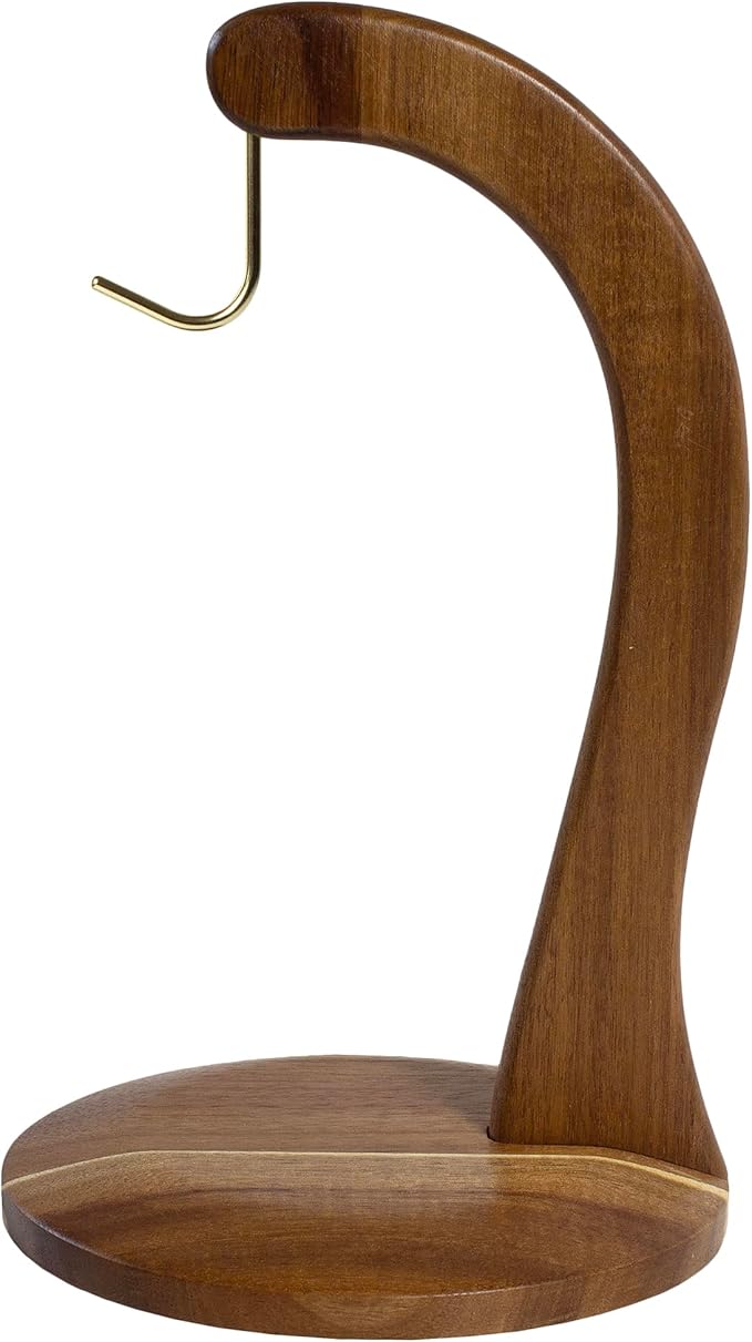 Totally Bamboo Rock & Branch Acacia Wood Banana Holder, Wooden Banana Hanger Stand with Metal Hook