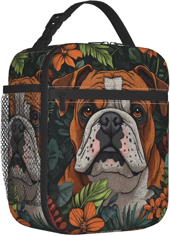 VANZEV Insulated Lunch Box for Women Men, Bulldog Theme Lunch Box Reusable Portable Lunch Bag Cooler Tote Waterproof Lunch Container for Office Picnic Work Travel Hiking