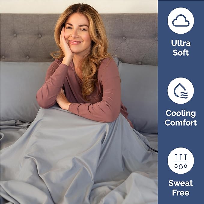 Twin XL 4 Piece Sheet Set - Cooling & Breathable Bed Sheets - Hotel Luxury Bed Sheets for Women, Men, Kids & Teens - Deep Pocket Bedding w/Easy Fit - Soft & Wrinkle Free - Twin XL Steel Blue Sheets