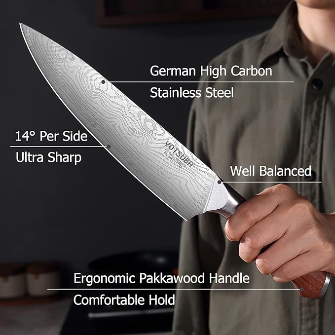 YOTSUBA Chef Knife-8 Inch Japanese Gyuto Kitchen Knife Chef?셲 Knife German High Carbon Stainless Steel Ergonomic Handle Essentials Sharp Gifts for Mom&Dad With Premium Gift Box
