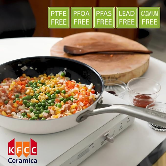 TeChef Collection 10" Ceramic Nonstick Frying Pan Skillet, Nontoxic - Free of PFAS, PFOA, PTFE, Made in Korea (10-in)