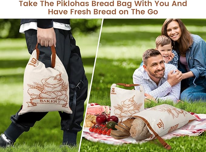Sourdough Bread Bags, 2 Sets Detachable Bread Storage for Homemade Sourdough, Reusable Linen Food Storage with Lining & Triple Lock for Fresh Keeping, BPA Free, Christmas Baking Gifts