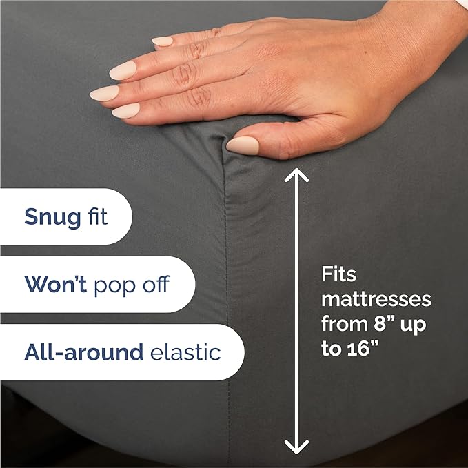 Split King 7 Piece Sheet Set - Cooling and Breathable Bed Sheets - Hotel Luxury Bed Sheets for Women, Men, Kids & Teens - Deep Pockets - Easy Fit - Soft and Wrinkle Free - Split King Charcoal Sheets