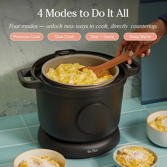 Our Place Dream Cooker | 6 Qt Ceramic Nonstick Multicooker & Pressure Cooker with Touchscreen Controls & Auto Steam Release | 4 Modes: Pressure Cook, Saut챕/Sear, Slow Cook & Warm | Char