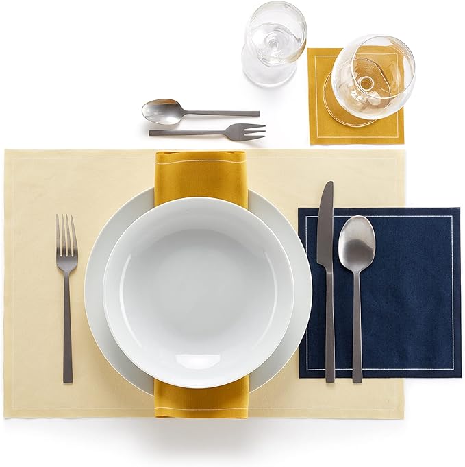 MY DRAP Placemats 48 x 32 cm / 19" x 12.5" - (12 Per Roll, Cotton Pastel Yellow)