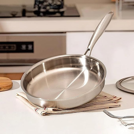Stainless Steel Frying Pan with 5-Ply stainless steel Professional Cookware Durable Versatile Even Heating Dishwasher SafeSafe (8.5inch)