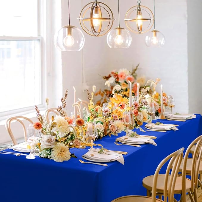 sancua Rectangle Tablecloths 6 Pack - 90x132 Inch - Royal Blue Washable Fabric Cloth Table Cloth, Large Reusable Polyester Table Covers for Wedding, Party, Birthday, Banquet