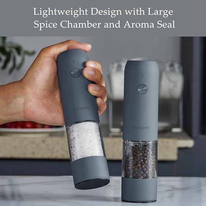 Electric Pepper Grinder, USB Rechargeable, Automatic Pepper Shaker, Adjustable Coarseness, Electric Pepper Mill, LED Light, Refillable, Kitchen Gadget (1-Pack, Black)