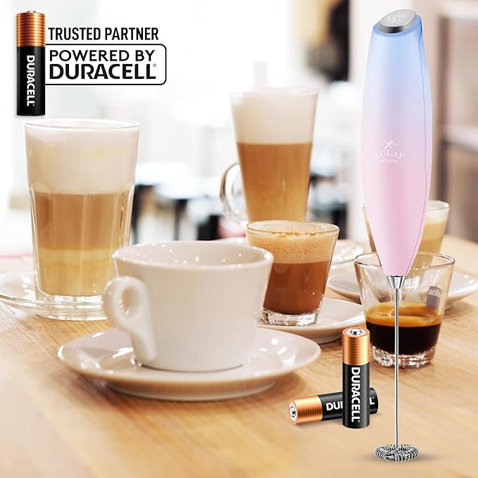 Zulay Kitchen Handheld Milk Frother with Duracell AA Batteries ??Ultra Fast Electric Mixer & Foam Maker, Easy-Clean Drink Mixer for Coffee & More - Lavender